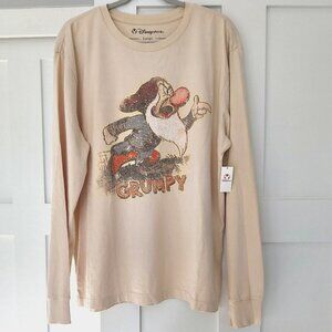 Disney Grumpy Long Sleeve Shirt Mens Large Cream NWT